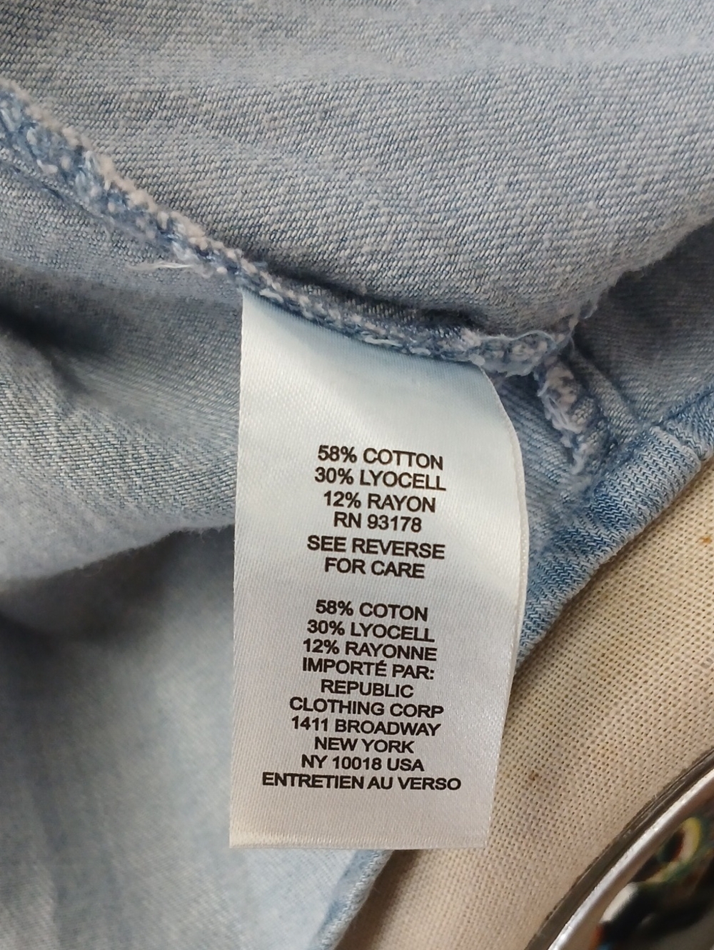 Industry Light Blue Ruffle Denim Sleeveless Chambray Top Size M - Picture 6 of 7